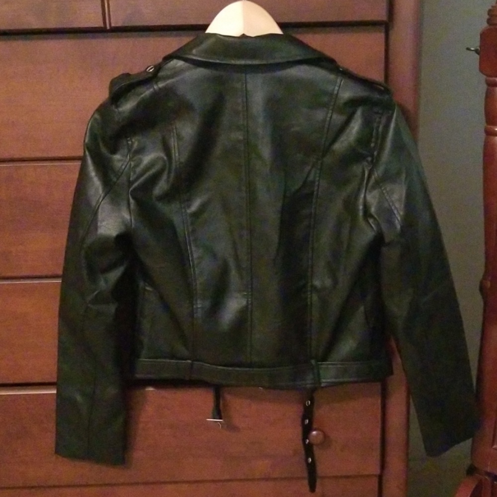 Faux black leather jacket. - Picture 2 of 4